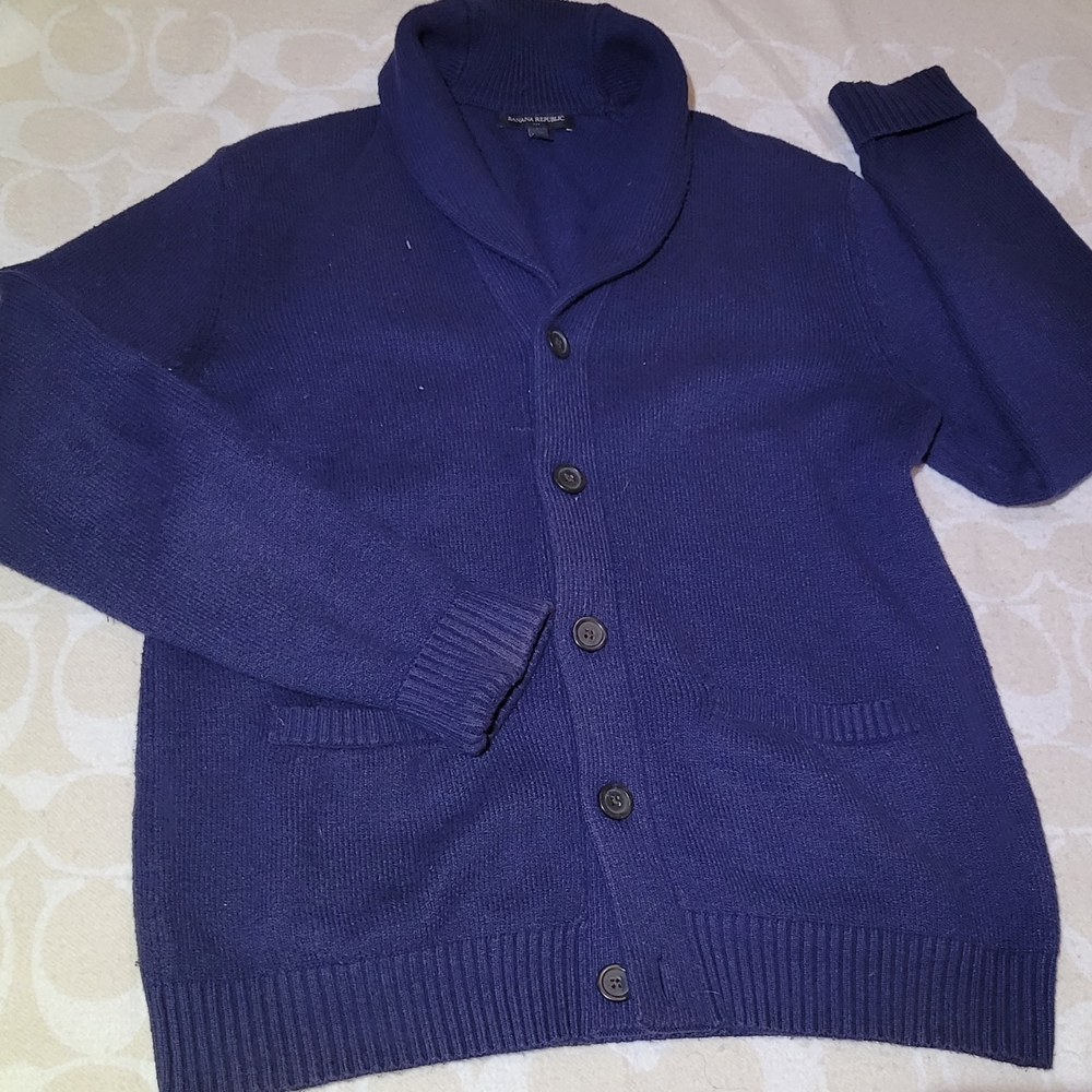 Banana Republic Men's Shawl Collar Cardigan Sweater - Deep Navy